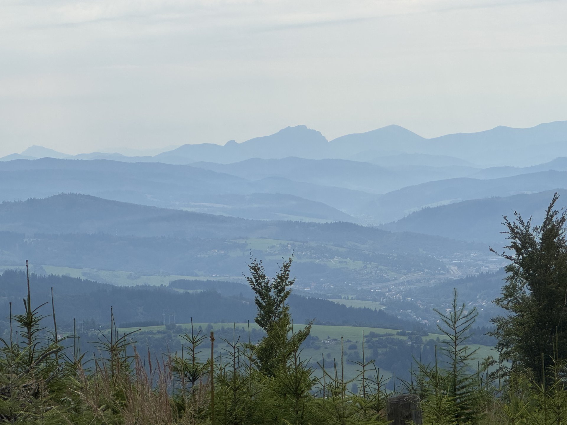 Carpathian ranges stretching toward the Low Tatras from Kostelky